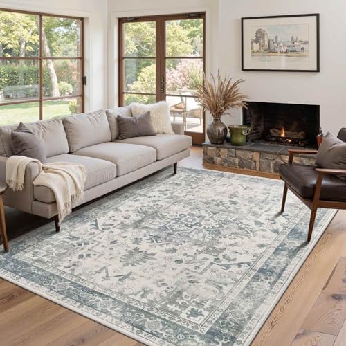 Rugxara 4x6 Vintage Boho Washable Rug for Bedroom(Blue) by Rugxara