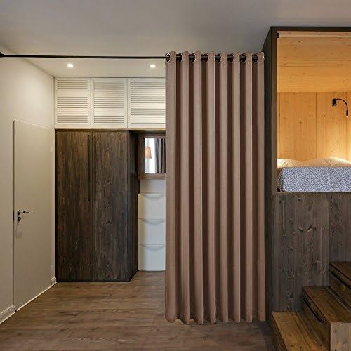 NICETOWN Noise Barrier Room Dividers Blind Screens Partitions, Home Decor Floor to Ceiling Divider Room Curtain for Shared Space, Office, Loft, Dorm, Hotel (1 Pcs, 9' Tall x 15' Wide, Cappuccino) - Image 2