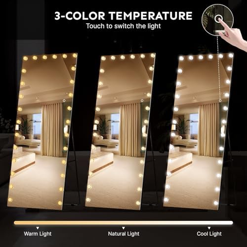 Kosmonia 82"x36" Hollywood Full Length Mirror with Light, 28 Dimmable Bulbs - Image 6