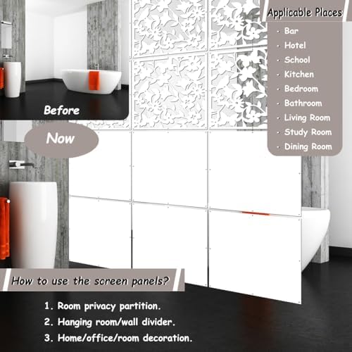 Lchen Hanging Room Divider Panel, 12 Pieces White Screen Panels Solid Board Cut Room Partition Home Decoration(Mixed,15.7"x15.7"x0.03") - Image 4