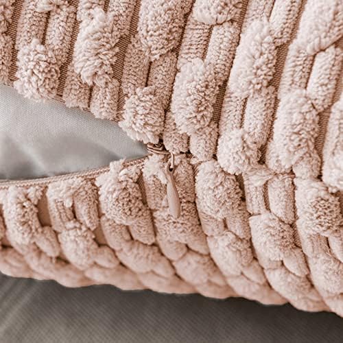 MIULEE Decorative Throw Pillow Covers 18x18 Pink Textured Corduroy - Image 3