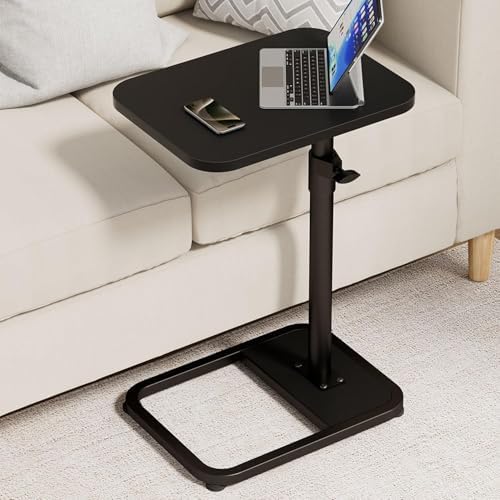 GOYLSER C Shaped Tv Trays Living Room End Table End Stand, Black Minimalist Wooden c Table for Sofa, Height Adjustable Tv Tray Tables Swivel Side Table for Dinner Eating by GOYLSER