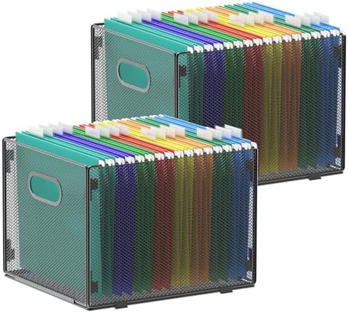 samstar 2 Pack Hanging File Organizer, Mesh File Folder Box Filing Box File Cabinet Organizer Storage Boxes, Letter Size by Samstar