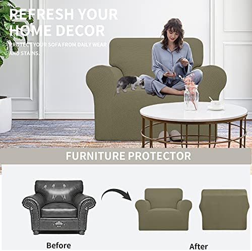 Easy-Going Stretch Oversized Chair Slipcover with Arm Washable Khaki - Image 4