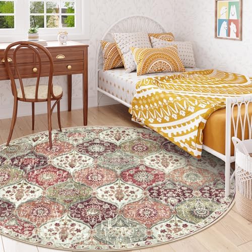 Lahome Moroccan Washable Round Area Rug, Soft Round Rugs 6ft Ultra-Thin - Image 4
