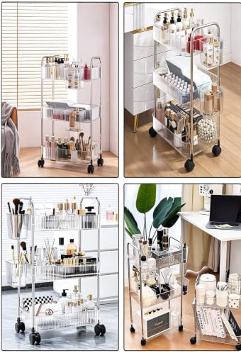 3-Tier Clear Utility Rolling Cart with Wheels for Kitchen & Bathroom - Image 4