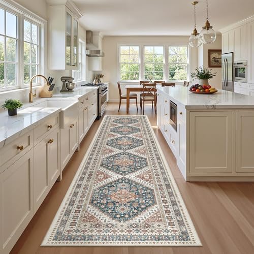 Madane Hallway Runner Rug 2'6''x12' Kitchen Runners Vintage, Navy Blue by Madane