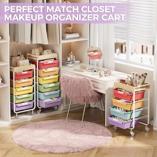 SYKIARIOL Rolling Craft Storage Cart with 4 Drawers,Art Cart,Jelly Color - Image 6
