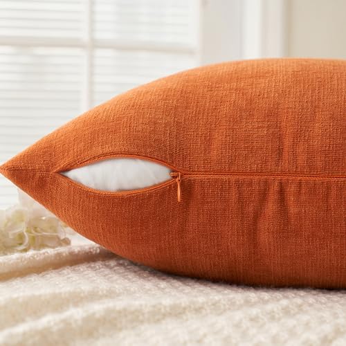 MIULEE Fall Orange Chenille Couch Euro Throw Pillow Covers, 22x22 - Image 3