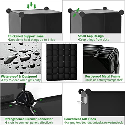 C&AHOME 30-Cube Shelf, Plastic Cube Storage Organizer, DIY Bookshelf Black - Image 6