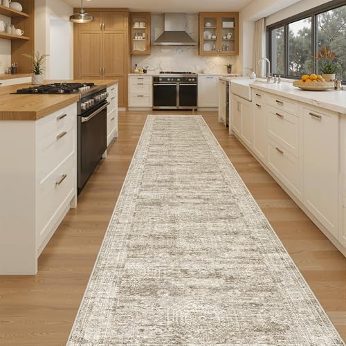 Soalmost Hallway Runner Rug 2'6" x 14' Washable Long Kitchen Rugs Brown - Image 3