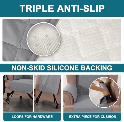 Turquoize 100% Waterproof Wing Chair Cover Wing Chair Slipcovers, Dove Gray - Image 4
