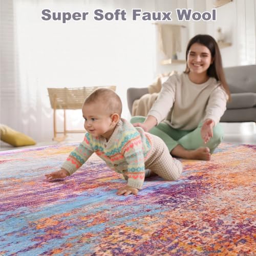 Modern Abstract 3x5 Rug, Non Slip Entryway Rug, Soft Machine Washable Rugs - Image 6