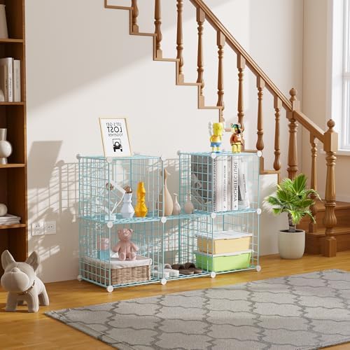 C&AHOME Wire Cube Storage, 6 - Cube Organizer Metal C Grids Units, Blue - Image 4