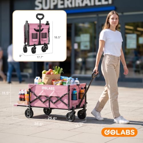 Golabs WA1 Collapsible Folding Wagon Cart, Max 220lb Load, Expands to 100L - Image 7