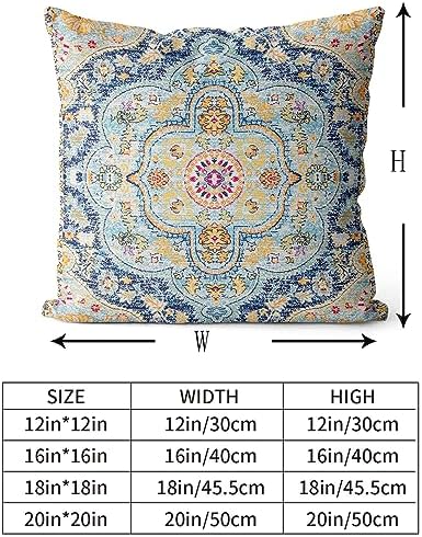 Snycler Boho Throw Pillow Covers 18x18 inch Set of 2 Burnt Blue Yellow Terracotta Rust Colored Throw Pillows Boho Home Decor for Bedroom Living Room Couch & Sofa (No Inserts) - Image 3