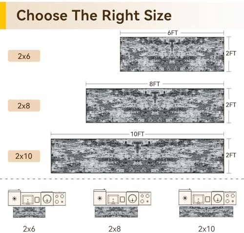 RELEANY Washable Runner 2'x8' Abstract Area Rug for Hallway Black White - Image 2