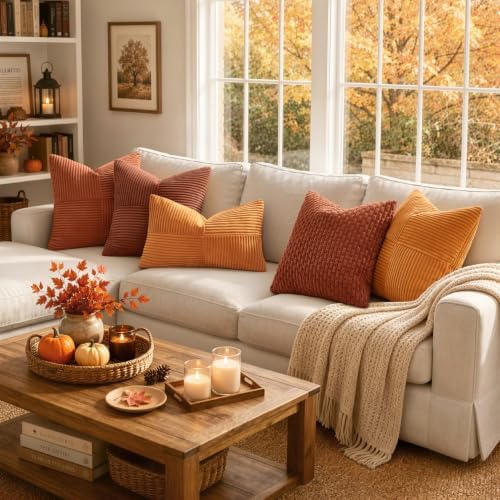 MIULEE Fall Burnt Decorative Throw Pillow Covers for Couch 20x20 Inch - Image 6