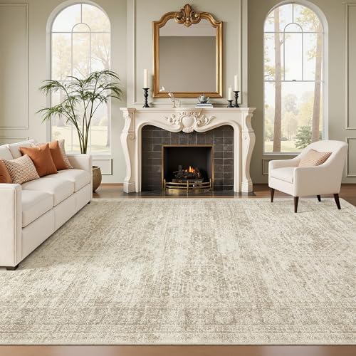 Soalmost 7x10 Area Rug for Living Room Washable Rugs Non-Slip Beige by Soalmost