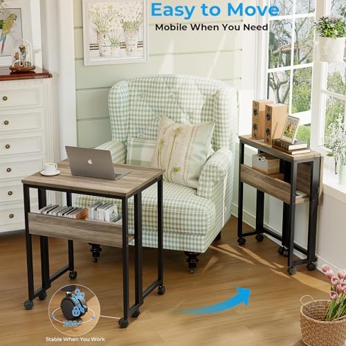 GreenForest Folding Desk with Wheels, 31.5" Rolling Table for Small Spaces - Image 4