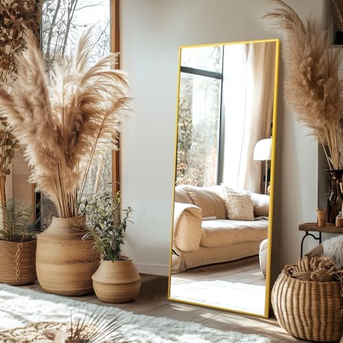 Delma Full Length Mirror with Stand, 69x24 Gold Floor Mirror - Image 5