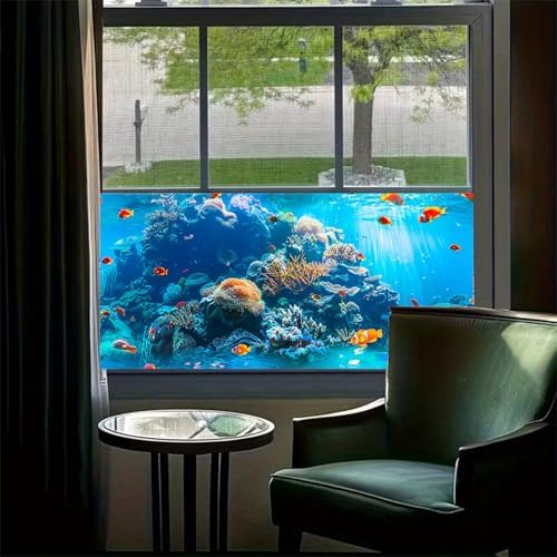 HOMETITUTE Colorful Underwater Privacy Window Film 39.3x17.7 Inch PVC - Image 2