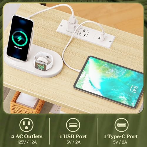 SUPERJARE Nightstand with Charging Station, USB-C Port, Bedside Table - Image 4