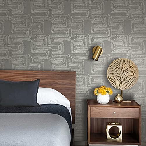RoomMates RMK12215PL Nikki Chu Gray and Metallic Silver Zulu Signature Peel and Stick Wallpaper by RoomMates