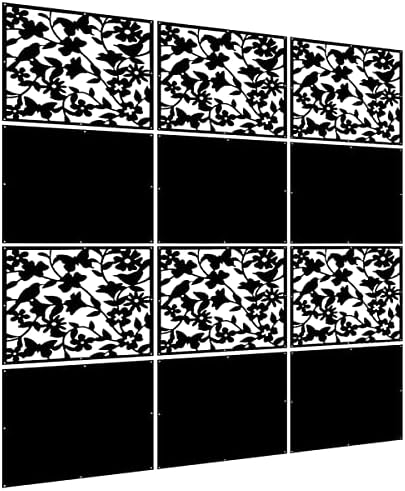 Lchen Hanging Wall Divider,12pcs PVC Room Partition Screen Panel with Butterfly Flower Bird for Home,Office,Hotel,Bar Decoration(black02) - Image 7