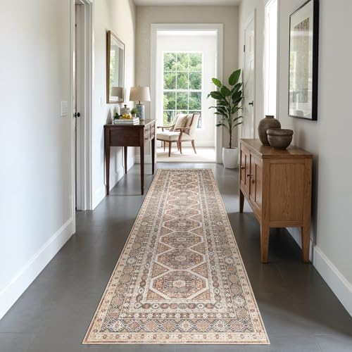 Ksrau 3x12 Runner Rug Washable Vintage: Non Slip Hallway Runners Brick - Image 5