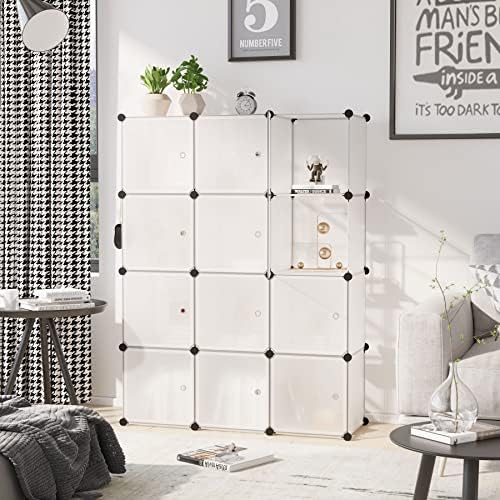 C&AHOME 12-Cube Storage Organizer with Door Cube Shelf Closet Cabinet White - Image 2