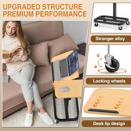 Portable Rolling Over Bed Laptop Desk, Adjustable Height and Tilt for Home - Image 4