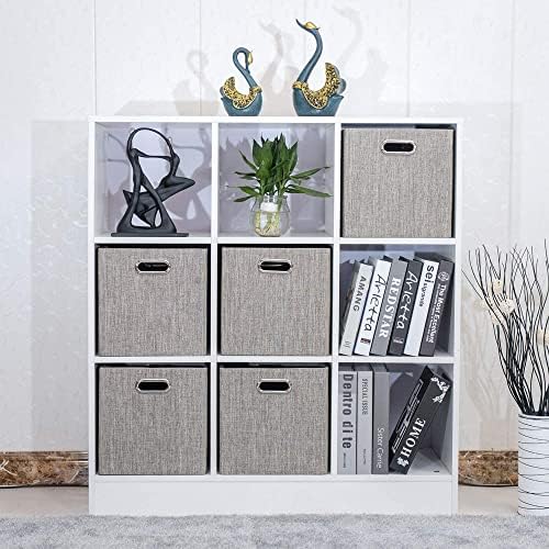Posprica 3X Thicker Fabric Storage Cubes 13 inch Collapsible Storage Bins for Organization, Cubby Storage Baskets for Organizing Shelf Cabinet Bookcase Boxes, Set of 4, Coffee - Image 4