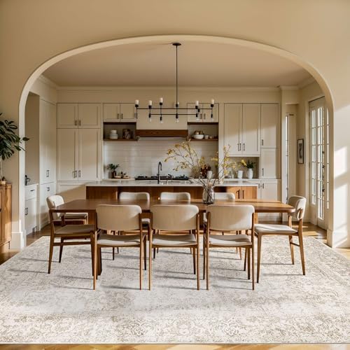 Rugxara 9x12 Extra Large Area Rug,Neutral Vintage Boho Rug for Living Room - Image 3