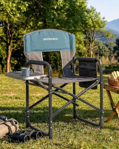 Oversized Director Camping Chair 2-Pack with Side Table, Blue - Image 2