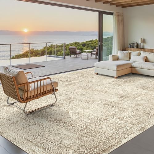 Soalmost Washable Area Rug 8x10 Large Soft Living Room Rugs Light Brown by Soalmost