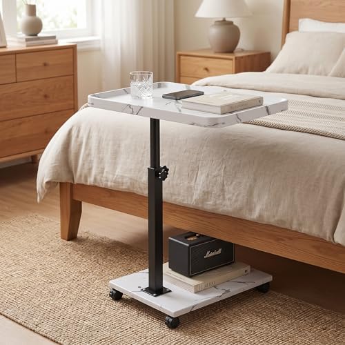 C Table End Table Adjustable Height, 360°Swivel TV Tray Table Couch Tables C Shaped Side Tables Living Room and Bedroom for Sofa, Bed,Chair (Black) - Image 5
