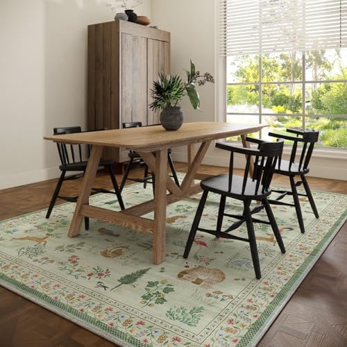 9x12 Area Rugs for Living Room: Washable Bedroom Rug Boho Vintage Rugs Stain Resistant Non Slip Low Pile Soft Lightweight Carpet for Kitchen Dining Room Farmhouse Nursery Kids Room - Image 6