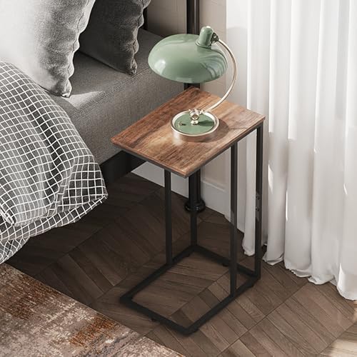 WLIVE C Shaped End Tables Set of 2, C Table Side Table for Couch, TV Trays Set of 2, Couch Side Tables that Slide Under, Small Side Table, C Table for Sofa, Living Room, Bedroom, Small Space, Brown - Image 5