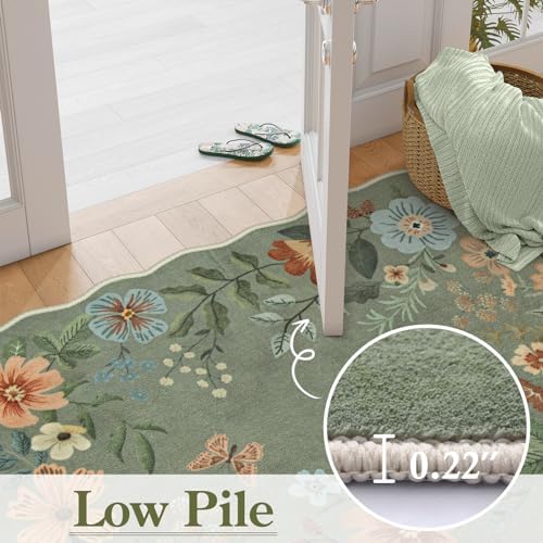 Lahome Floral Washable 6x9 Area Rugs, Green Rug for Living Room Bedroom - Image 5