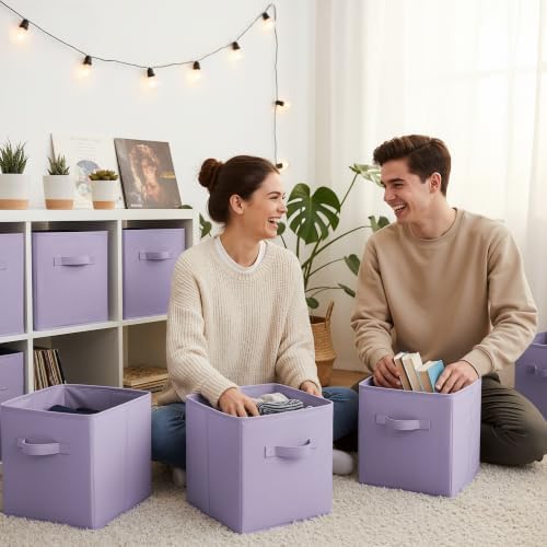 GRANNY SAYS 11 Inch Cube Storage Bins, Lavender Purple, 6-Pack - Image 3