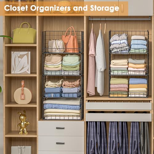 Yociyoga 8-Tier Stackable Closet Organizers and Storage Shelves, Foldable Closet Shelf Organizer, Stackable Storage Bins Drawers for Closet Organizer System, Black（Patent No. 30022416） - Image 7