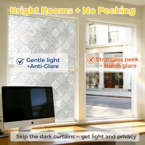 OHTMERU Window Privacy Film Decorative Non-Adhesive, Reusable, Anti-Glare - Image 2