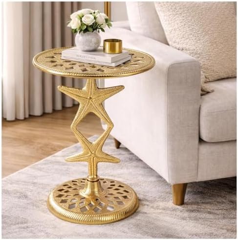 End Table Gold Star Round Metal End Table, 15x19 by CLEENTABLE