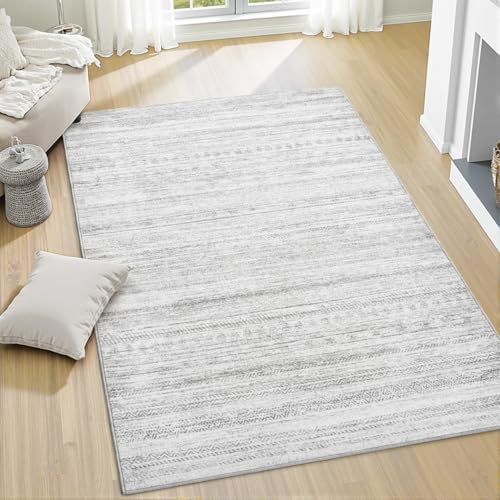 3x5 Area Rug Machine Washable Non Slip Rug Distressed Neutral Moroccan Boho Rug Ultra Soft Indoor Rugs for Bedroom Living Room Entryway Kitchen Foyer Bedside, Grey by Tchdio