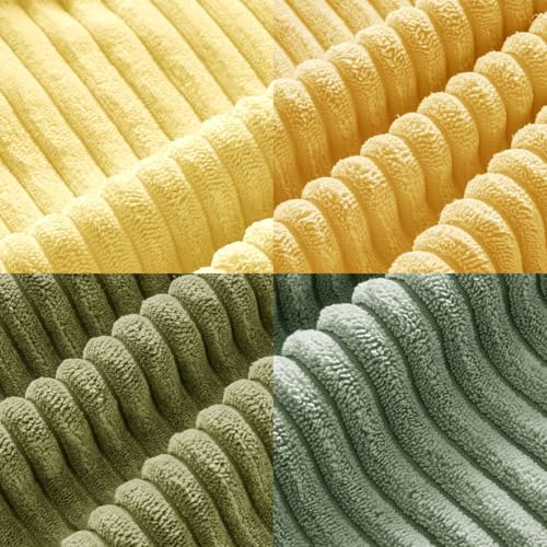 MIULEE Soft Corduroy Decorative Throw Pillow Covers Yellow Green 20x20 - Image 5
