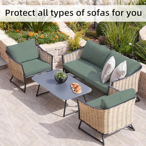 8 Pcs Outdoor Cushion Covers, Patio Sofa Cushion Covers Replacement - Image 5