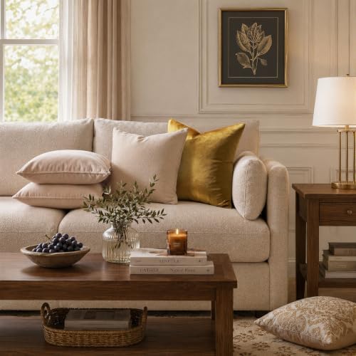 GIGIZAZA Golden Velvet Pillow Covers 16x16 Decorative Pillows Pack of 2 - Image 7