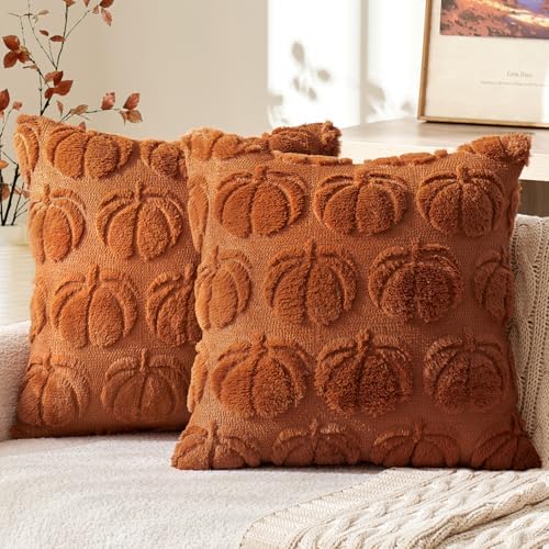 MIULEE Fall Pillow Covers Pumpkin Fall Decor 24x24 Dark Rust by MIULEE