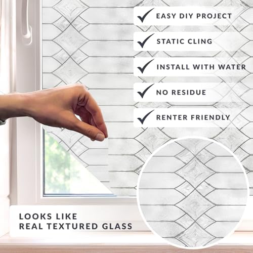 Gatehouse Large Window Privacy Film by Artscape - Textured Leaded Glass Design, Static Cling, Two-Way Privacy, UV Protection, Leaves No Residue, Made in USA - 36 x 72 Inch - Image 2